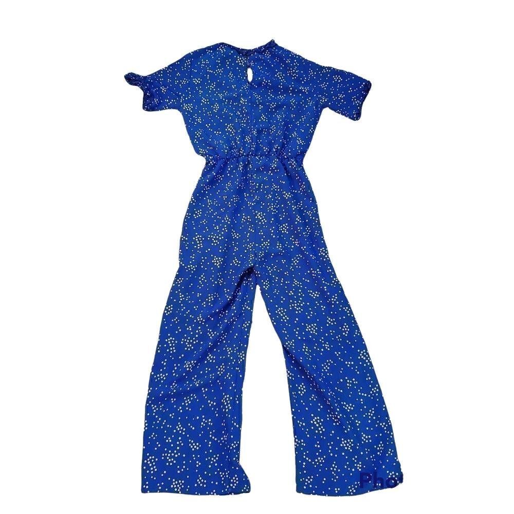 FRAICHE by J Ladies Blue Dot Wrap Top Jumpsuit - Size Small - Flaw